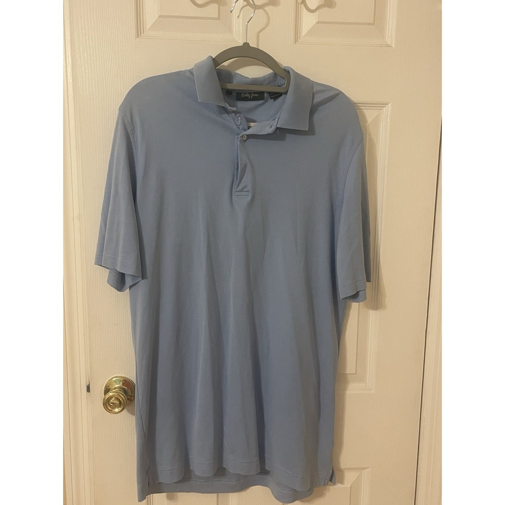 Bobby Jones Golf Player Men's Size L Solid Blue Short Sleeve Italian Polo Shirt